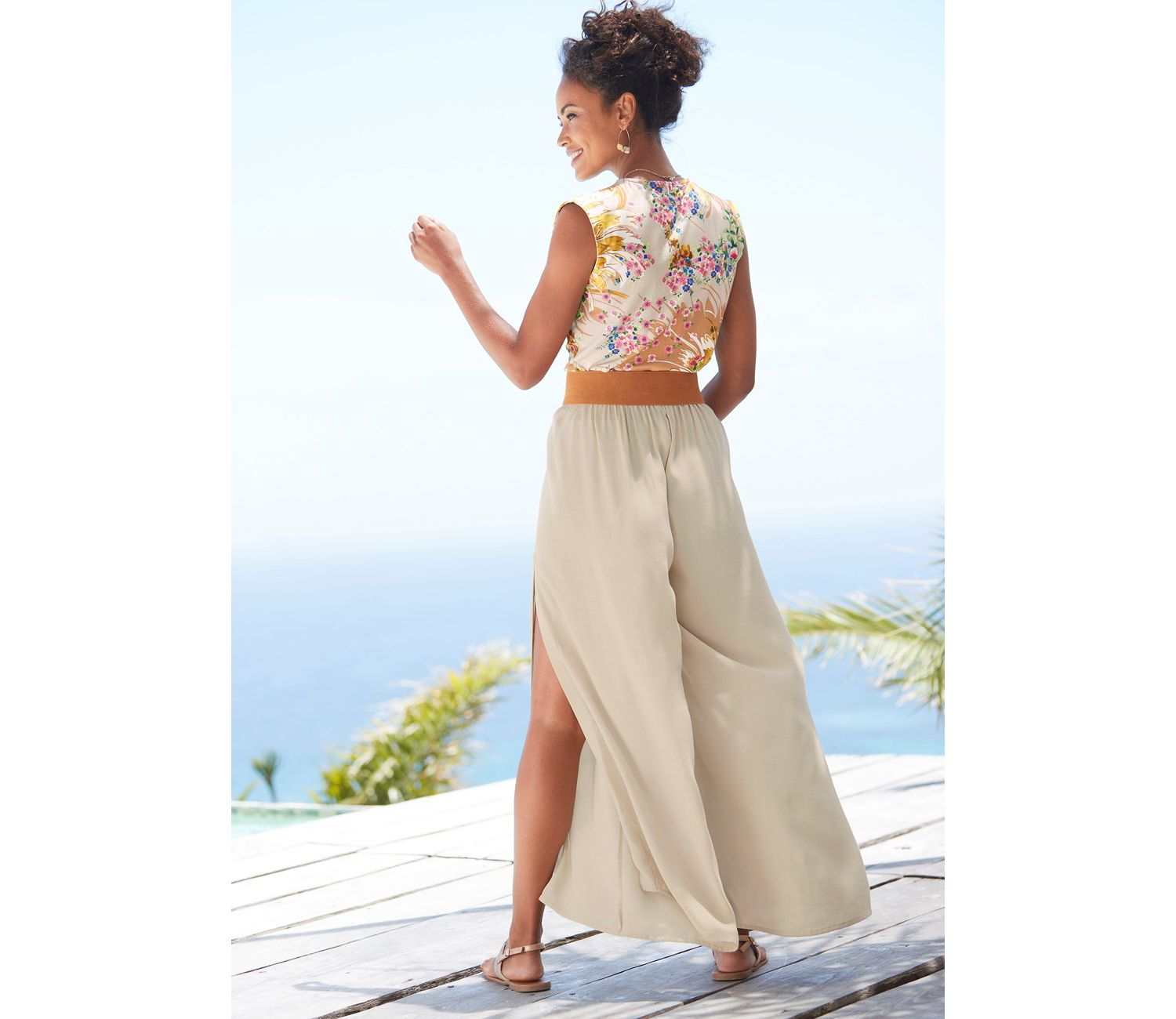 Women's Viscose Side Slit Wide Leg Everyday Comfort Pants