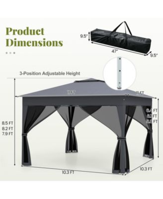 11 X 11 FT Pop up Canopy Tent w/ Mesh Screen Netting Carrying Bag Zippered Doors