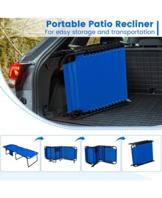 Oversize Folding Chaise Lounge w/ Adjustable Backrest Detachable Pillow Pocket