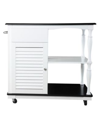 Mobile Kitchen Island Cart with Storage Cabinet, Open Shelves, and Casters