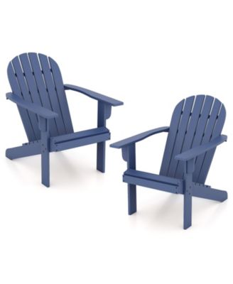 2PCS Patio Adirondack Chair with Inclined Seat High Backrest & Wide Armrests