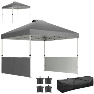 10' x 10' Pop Up Canopy Tent with 2 Half Sidewalls, Dark