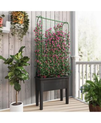 Raised Garden Bed Planter Box with Climbing Trellis Water Level Indicator