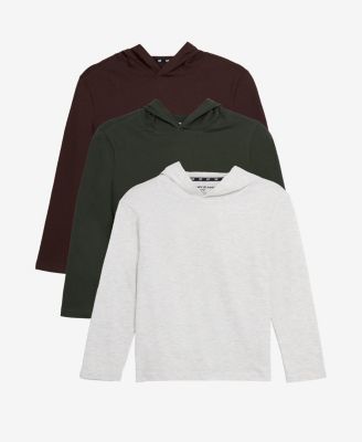 3 Pack Kids And Boys Basic Long Sleeve Hoodie T-Shirts