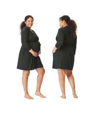 Motherhood Women's Maternity Robe and Nursing Chemise Sleep Set