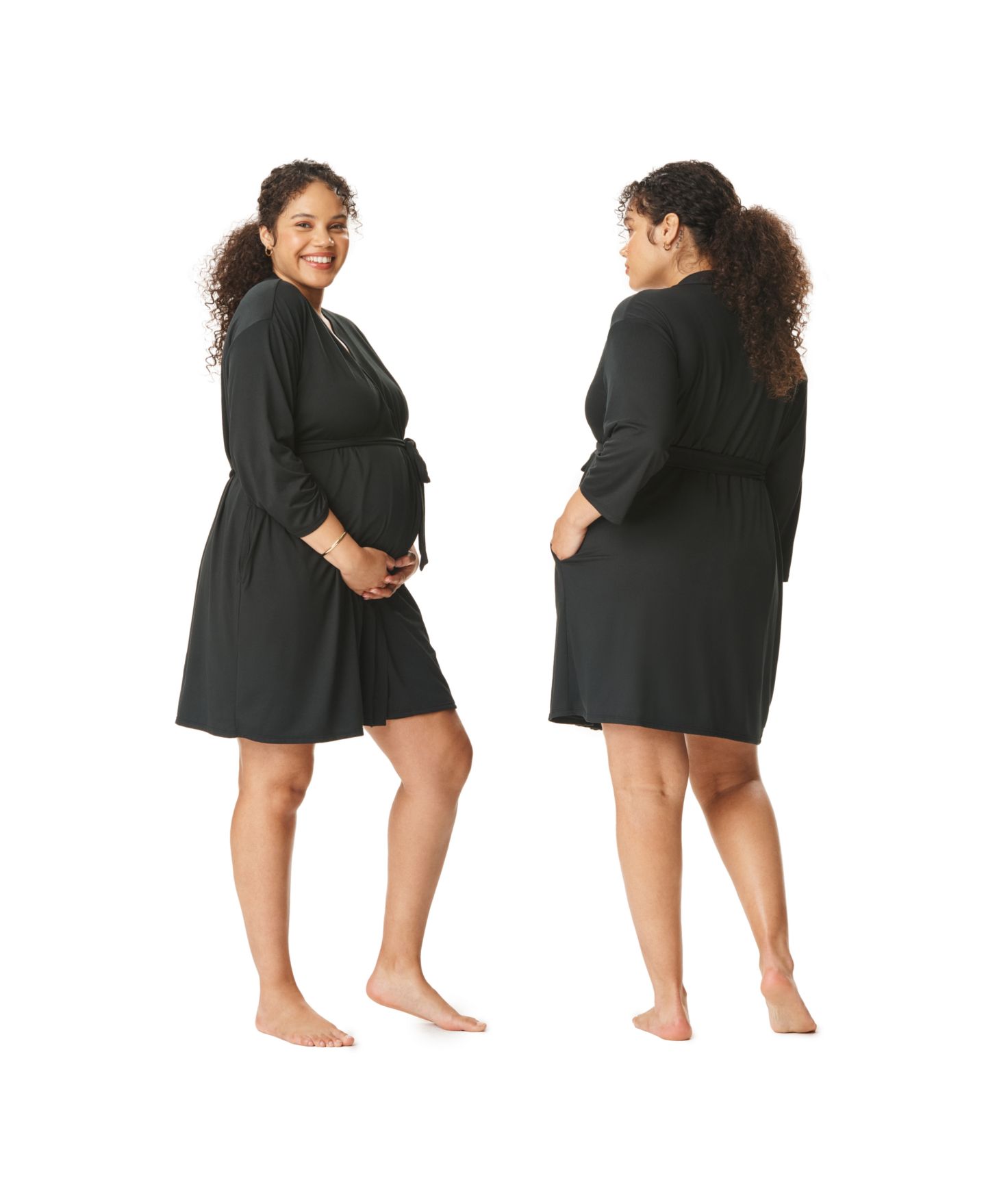 Женский комплект для беременных и кормления Motherhood Maternity: халат и сорочка, цвет: Чёрный — фото 3