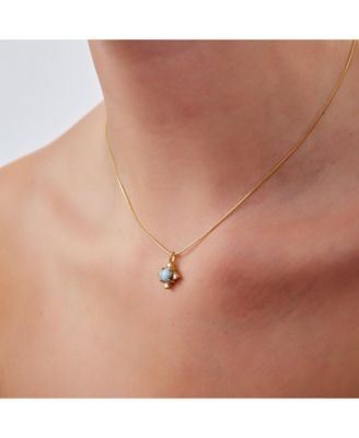 Blue Moonstone Sterling Silver Pendant Necklace With Fine Italian Chain