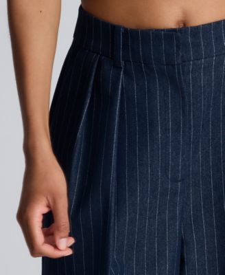 Women's Pinstripe High Rise Ankle Pants