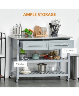 Mobile Kitchen Assistant: Gray Utility Cart with Stainless Top &amp; Drawers