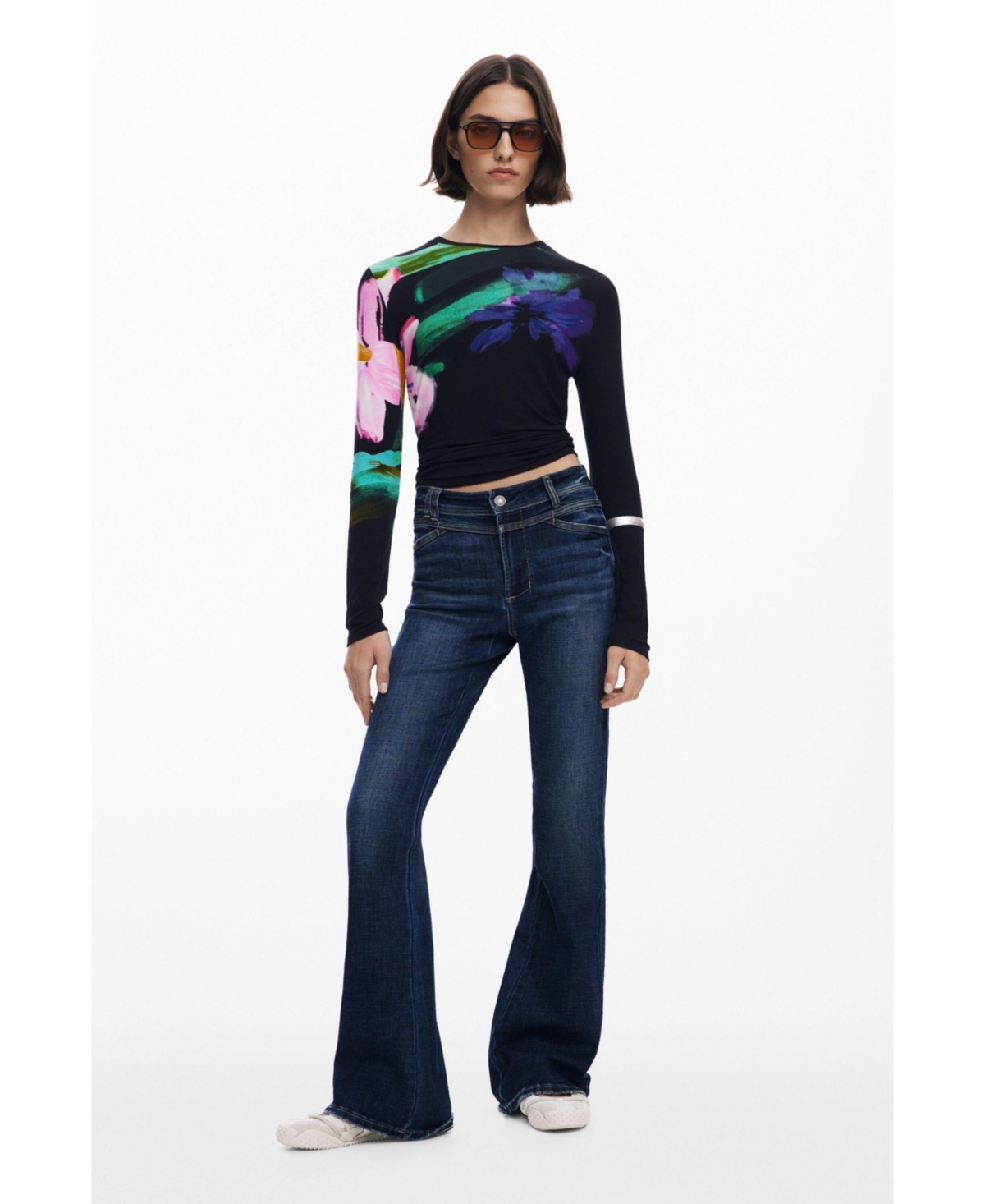 Desigual Flare Leg Jeans In Blue