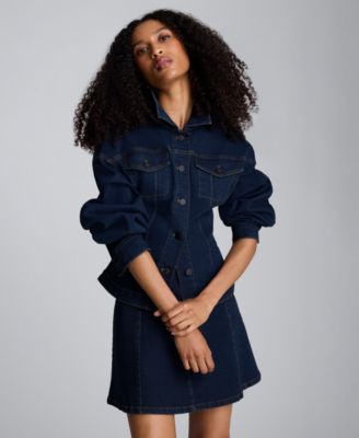 Women's Corset Waist Denim Trucker Jacket