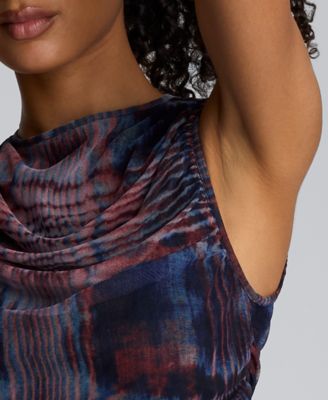 Women's Printed Ruched Midi Dress