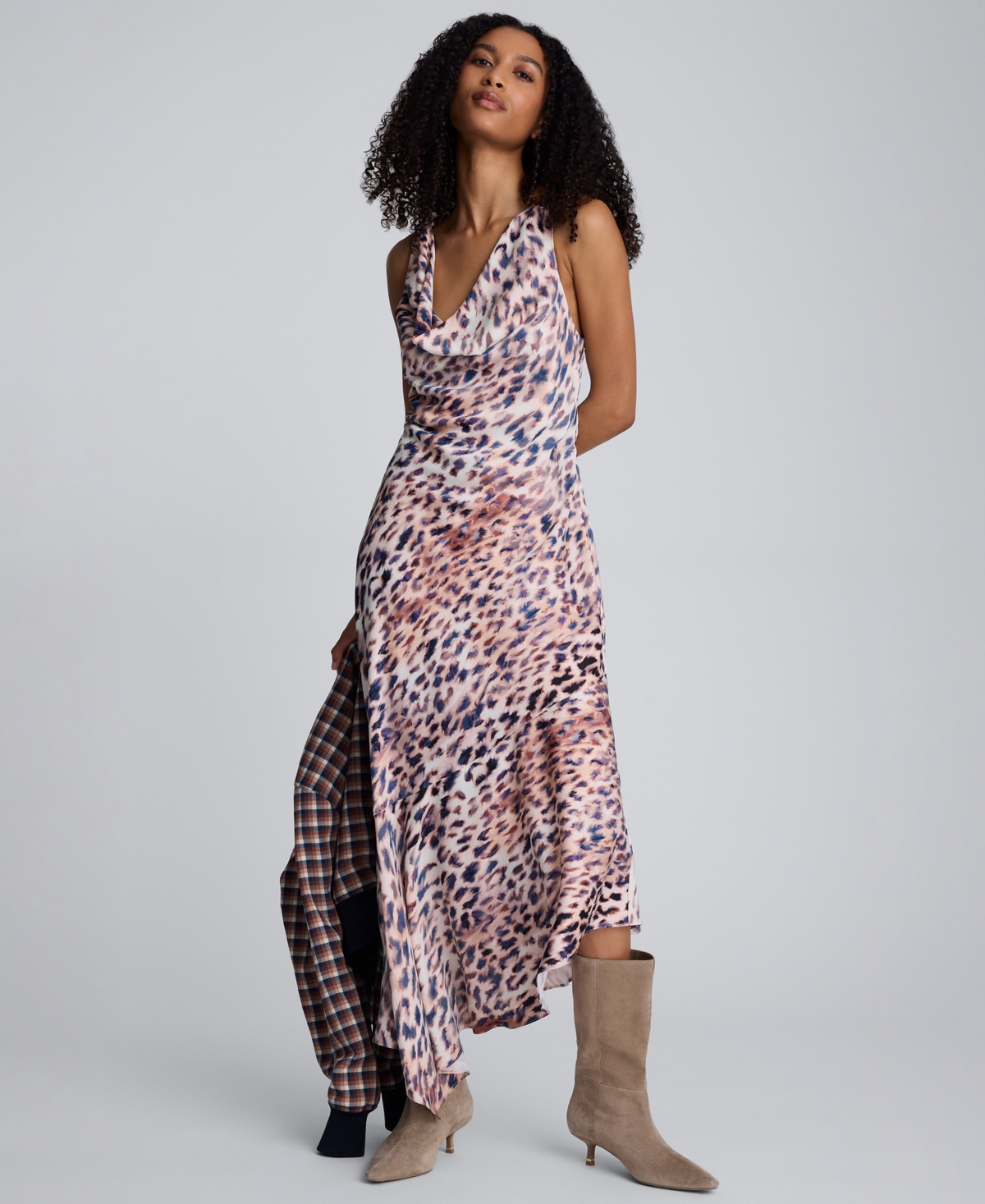 Kenneth Cole Women's Animal Print Asymmetric Midi Dress