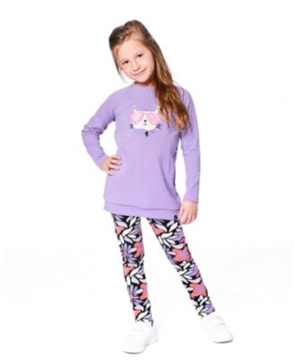 Toddler Girls Stretch Jersey Leggings Black Retro Flower Print - Toddler|Child