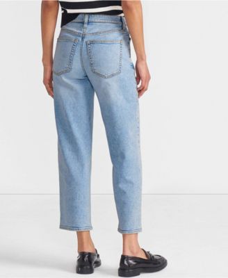 Women's Soft Denim Mid Rise Relaxed Straight Crop Jeans