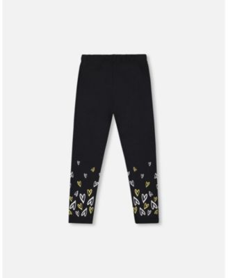 Girl Cotton Leggings Dusty Pink with Hearts Print - Toddler|Child