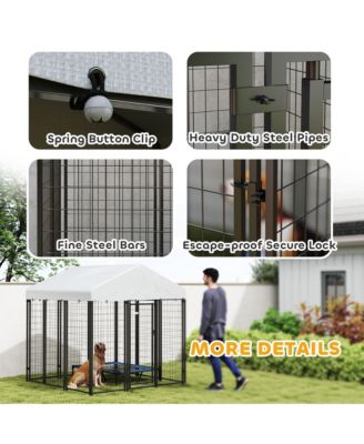 Outdoor Dog Kennel, Dog Playpen Enclosure with Roof, 6' x 6' x 6'