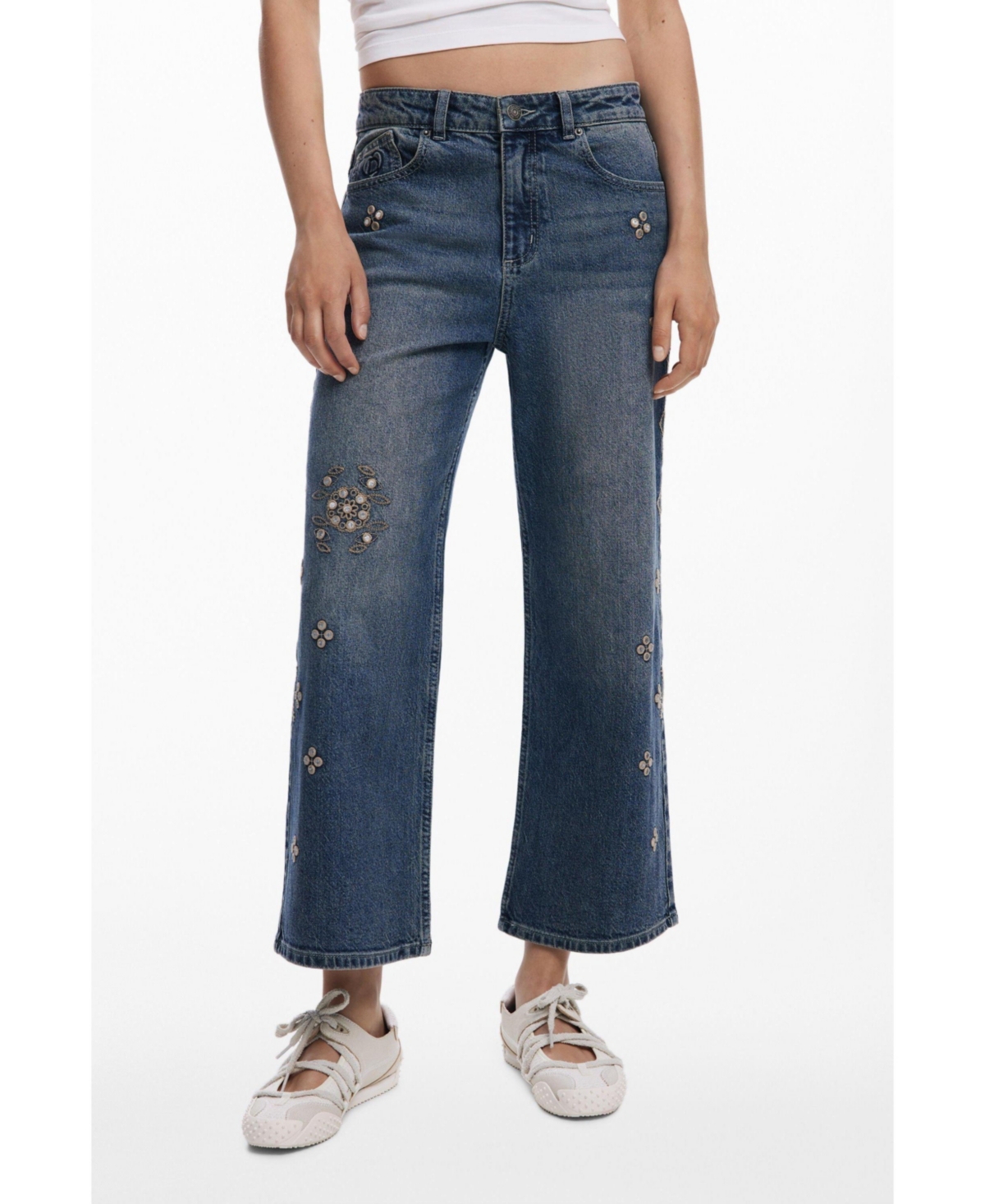 Desigual Women's Mirror Culotte Jeans In Blue