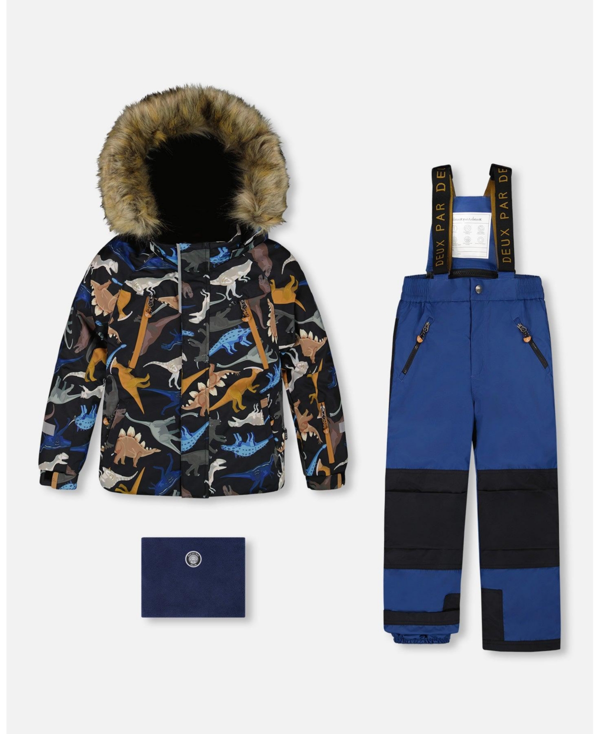 Boy Two-Piece Play Snowsuit with Printed Dinosaurs Jacket Navy Blue - Child - Navy blue