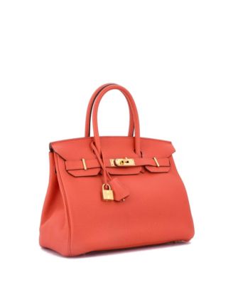 Pre-Owned Hermes Birkin 30 Handbag Orange Togo with Gold Hardware