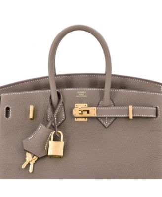 Pre-Owned Hermes Birkin 25 Handbag Grey Togo with Gold Hardware