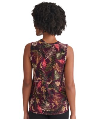 Women's Sleeveless V-Neck Pleat Front Top