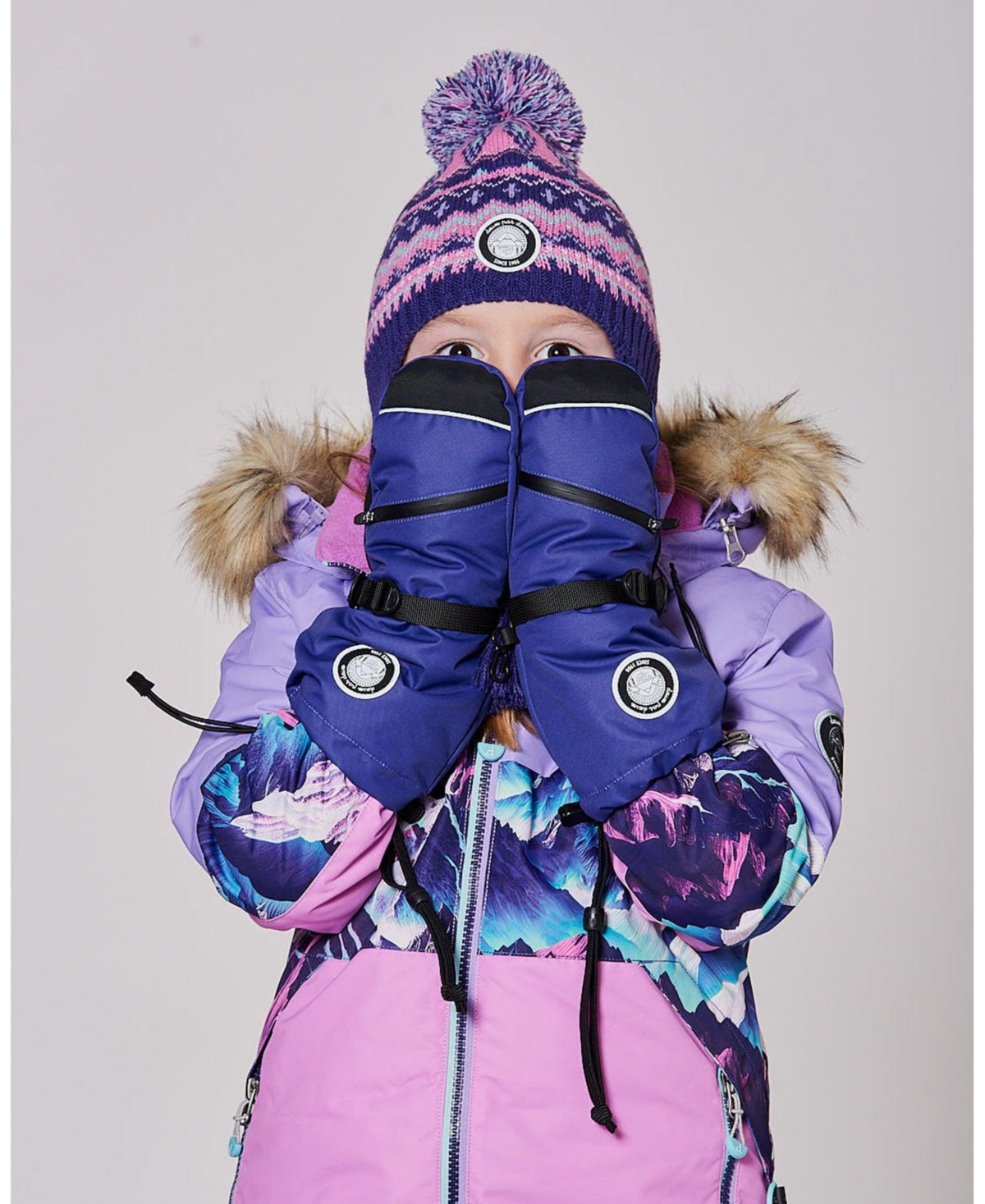 Deux par Girl Winter Mittens Teknik Dark Purple