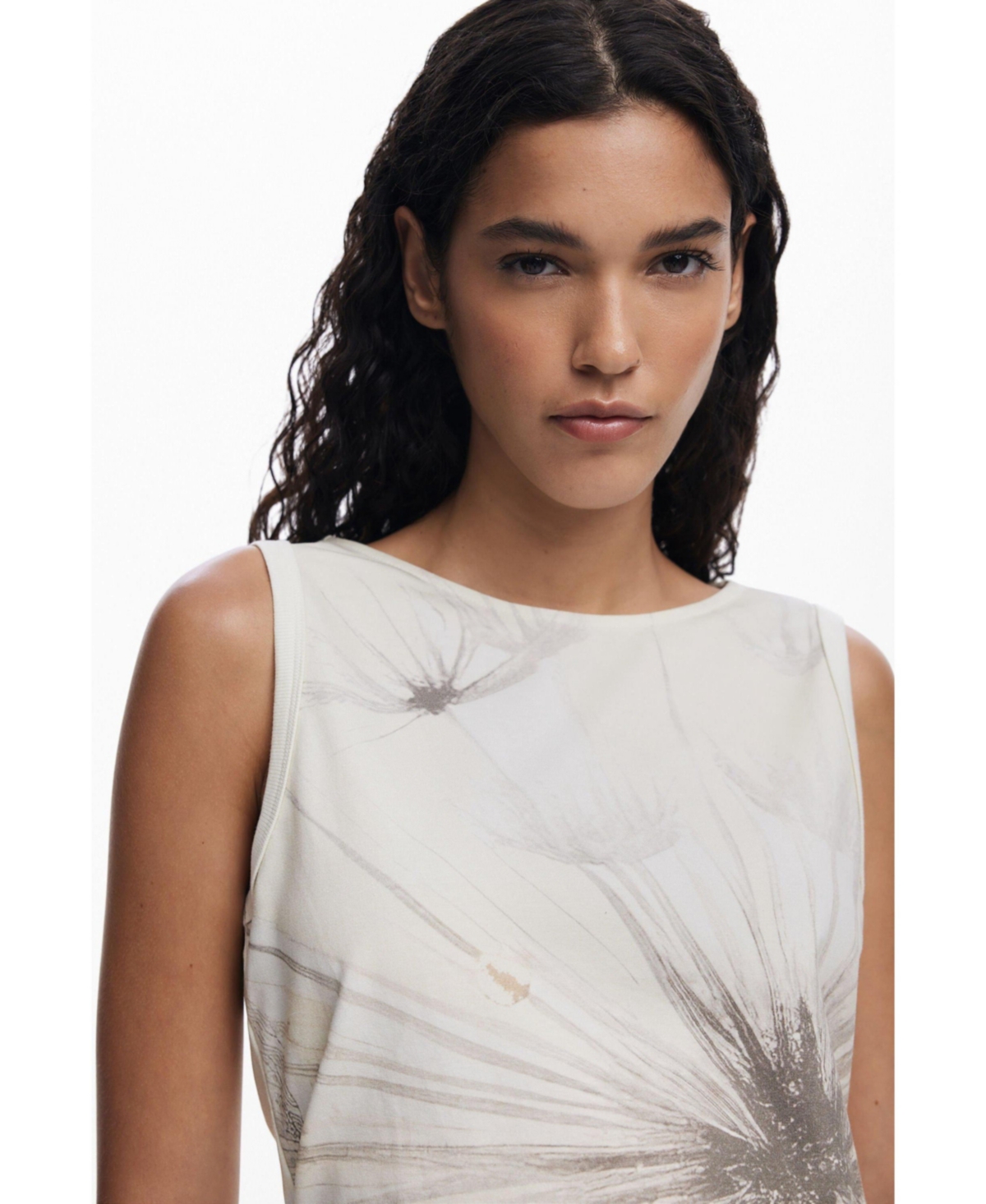 Desigual Sleeveless Floral Top In Animal Print