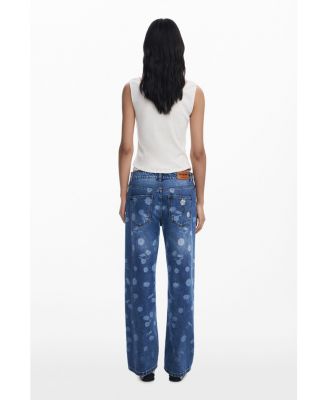 Women's Straight jeans with daisies