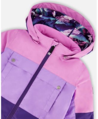Girl Two-Piece Teknik Snowsuit Purple Mountain Print - Child