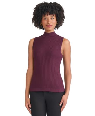 Jones New York - Women's Sutton Mock-Neck Sleeveless Sweater Tank