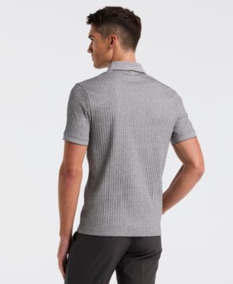 Men's Slim-Fit Ribbed Zip Polo Shirt