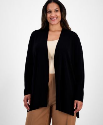 Anne Klein - Plus Size Napa Kissing-Front Cardigan Sweater