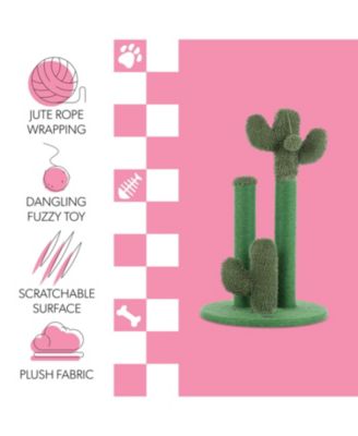 Marfa Modern Jute Triple-Cactus Cat Scratching Post with Fuzzy Toy