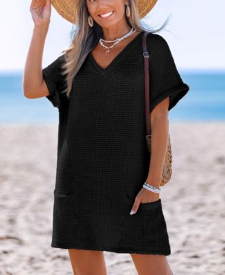 Women's Sunny Days Only Green Cover-Up Mini Beach Dress