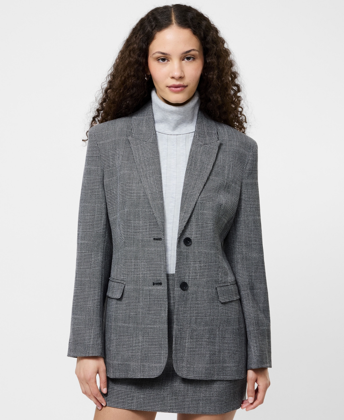 French Connection Owen Plaid Suiting Jacket In Gray