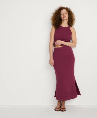 Women's Gassed Cotton Pointelle Halter Top Sweater Set Top