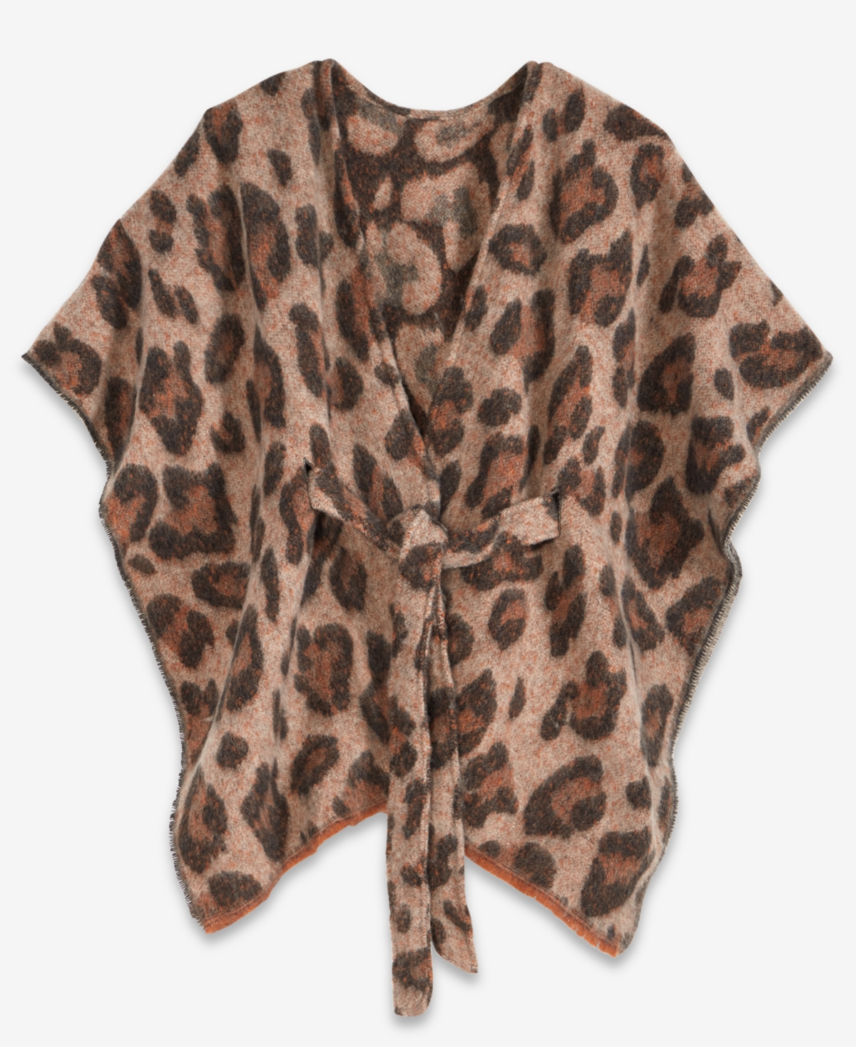 I.n.c. International Concepts Animal Printed Belted Ruana Topper Natural Wrap, Macy's Exclusive