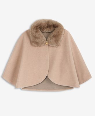 I.N.C. International Concepts - Cropped Cape Topper with Faux Fur Collar