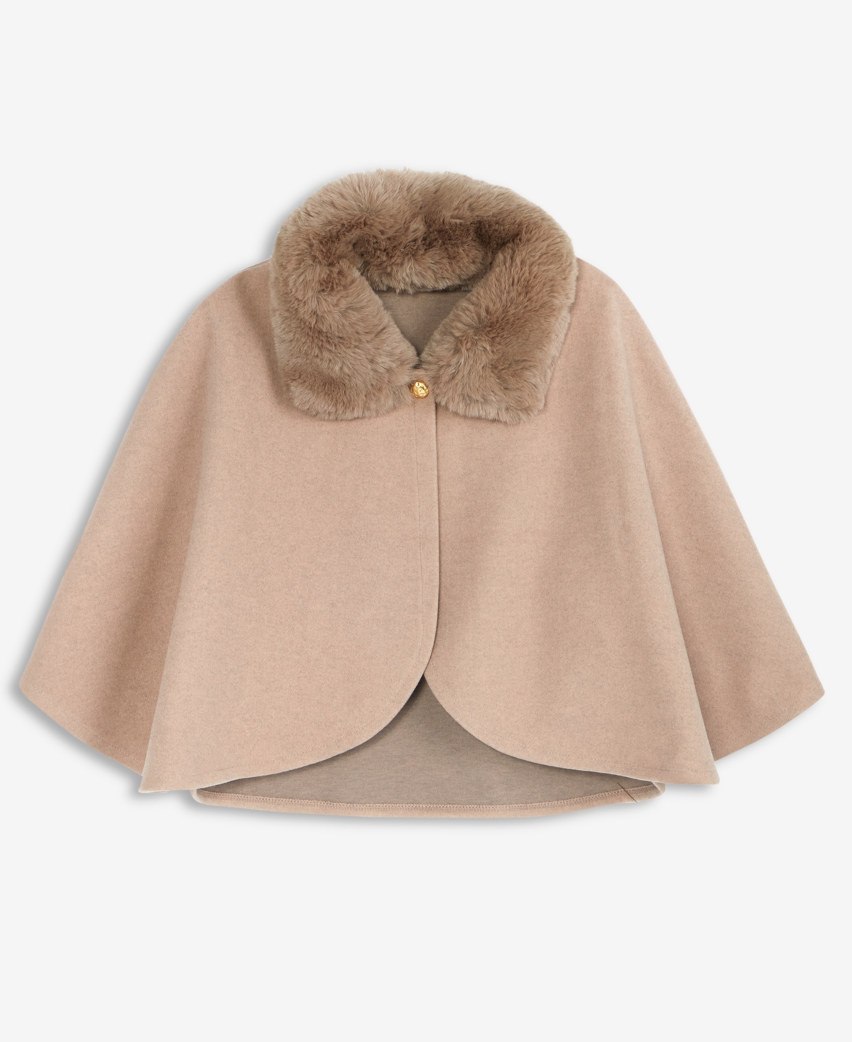 Inc International Concepts Cropped Cape Topper With Faux Fur Collar, Macy's Exclusive In Brown