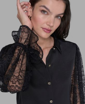 Women's Lace-Sleeve Top