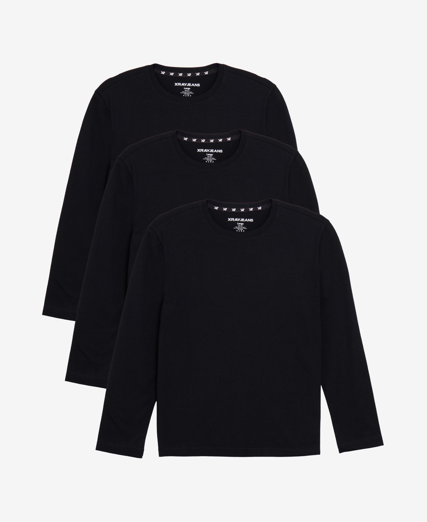 3 Pack Kids And Boys Basic Long Sleeve Crewneck T-Shirts