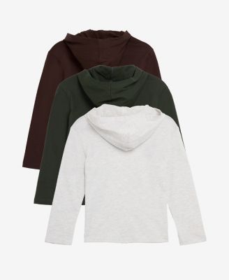 3 Pack Kids And Boys Basic Long Sleeve Hoodie T-Shirts
