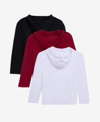 3 Pack Kids And Boys Basic Long Sleeve Hoodie T-Shirts