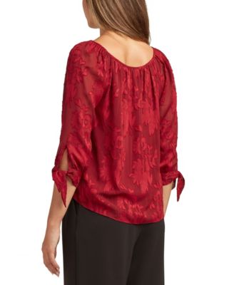 Juniors Lurex Burnout Peasant Top