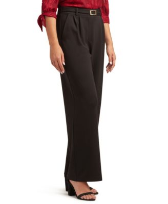 Juniors Lightweight High-Rise Wide-Leg Scuba Pants