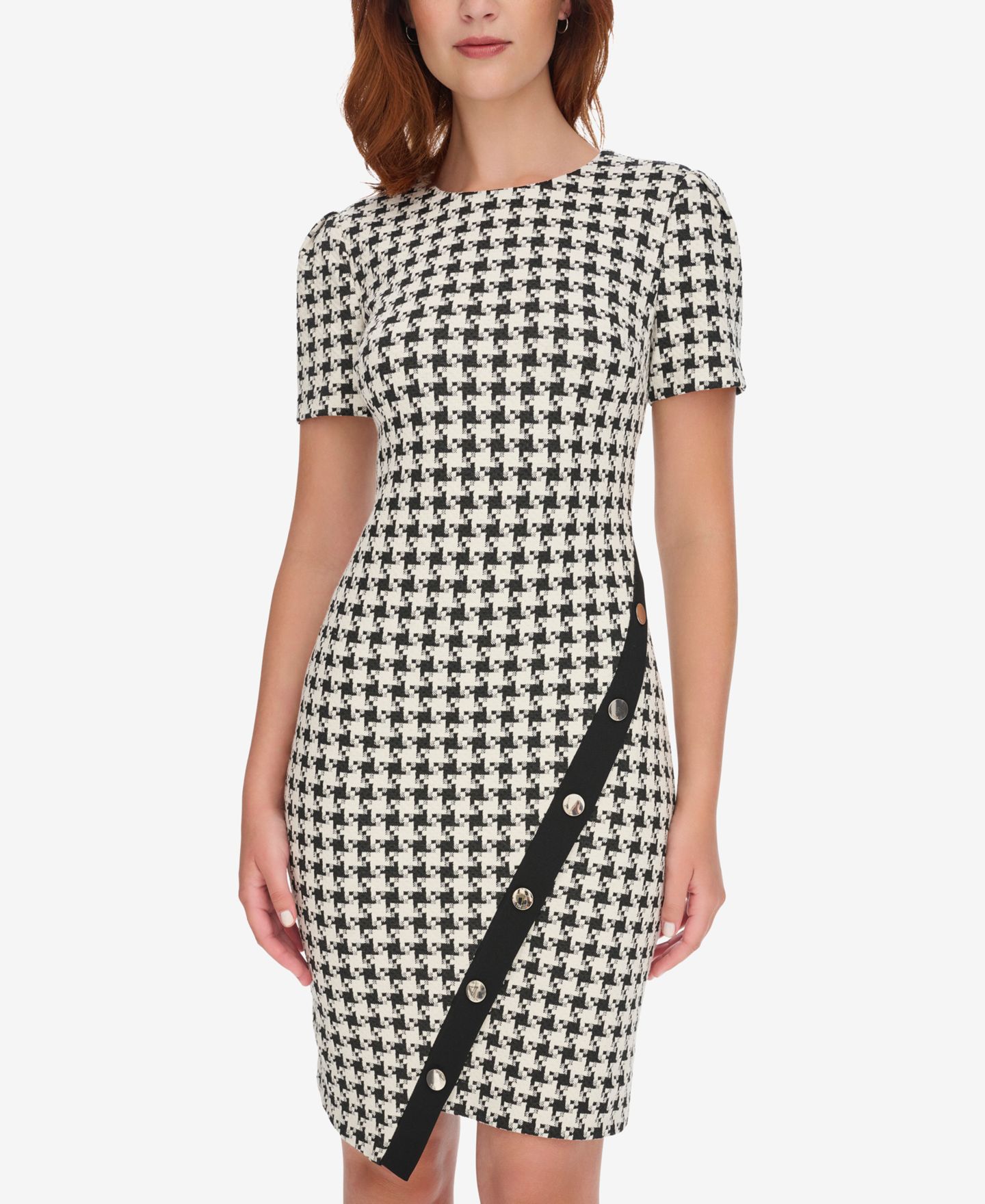 Женское платье Tommy Hilfiger Houndstooth Pattern Sheath, цвет: Чёрный жемчужный — фото 4