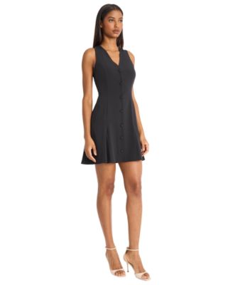 Women's Sleeveless V-Neck Fit and Flare Dress
