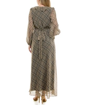 Women's Ruffled Chiffon Fit & Flare Dress