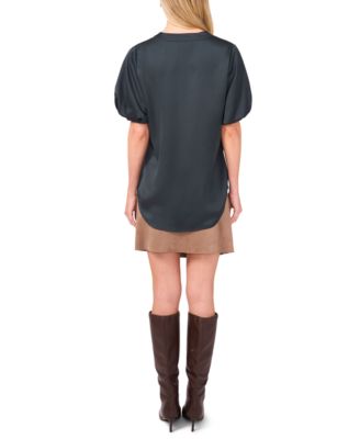 Women's V-Neck Puff-Sleeve Top